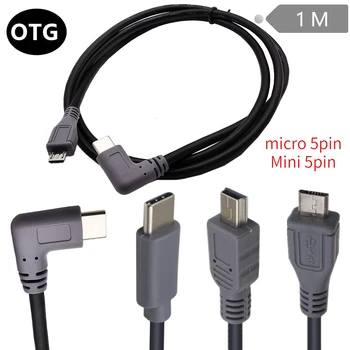 Прямоугольный USB 3.1 Type-C к Micro 5pin Mini 5p USB OTG От Мужчины к Мужчине Кабель-адаптер для зарядки данных USB-C для Камеры Мобильного телефона
