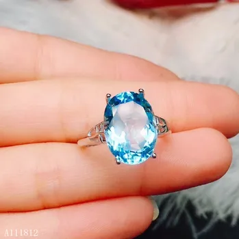 KJJEAXCMY Fine Jewelry Кольцо с натуральным голубым топазом из серебра 925 пробы для женщин