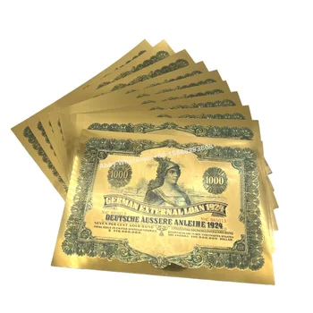 Разные серийные номера золотая немецкая облигация на 1000 долларов, банкнота в золотой фольге, немецкие облигации, Художественный пластик С УФ-подсветкой Для коллекционного подарка