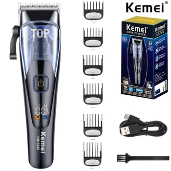 Профессиональная электрическая машинка для стрижки волос Kemei, регулируемая светодиодная интеллектуальная электрическая машинка для стрижки волос для мужчин KM-3235