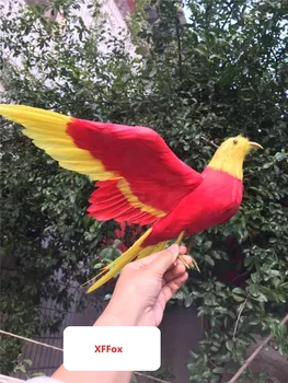 новая имитационная модель белой и желтой птицы, крылья из пены и перьев, кукла-птица, подарок около 35x55 см