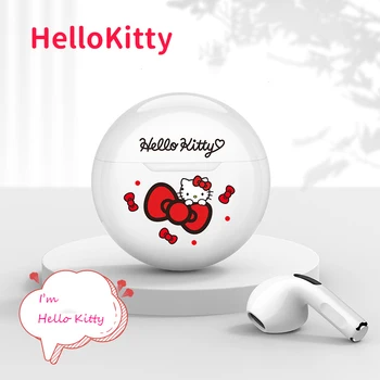 Sanrio Kawaii Аниме Hello Kitty Наушники Девчачье сердечко Милый мультяшный персонаж Перезаряжаемая спортивная Bluetooth-гарнитура Игрушка для девочки